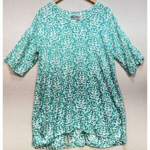 Tybee Island Clothing Company Women's Top Size M Blue Abstract Half Sleeve